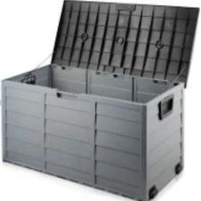 Gray 120gal Outdoor Storage Deck Box Large Bin Patio Garden 75-Gal Container---