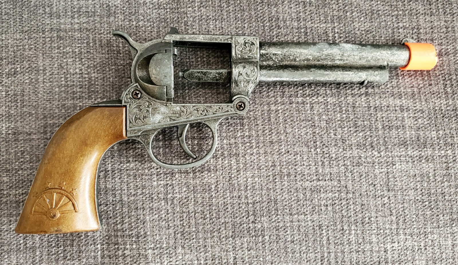 Tex Cap Gun Revolver Die Cast Metal Toy Pistol 12 Shot Edison