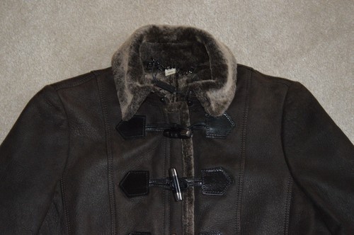 Burberry Brown Duffle & Zip Sheepskin Shearling Jacket Coat Womens UK 8 US 6 - 第 2/12 張圖片