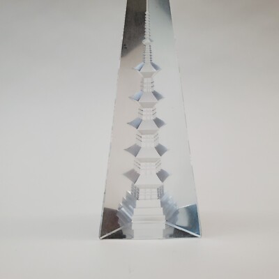 HOYA Art Glass Reverse Cut Lead Crystal Obelisk Large Pagoda Spire