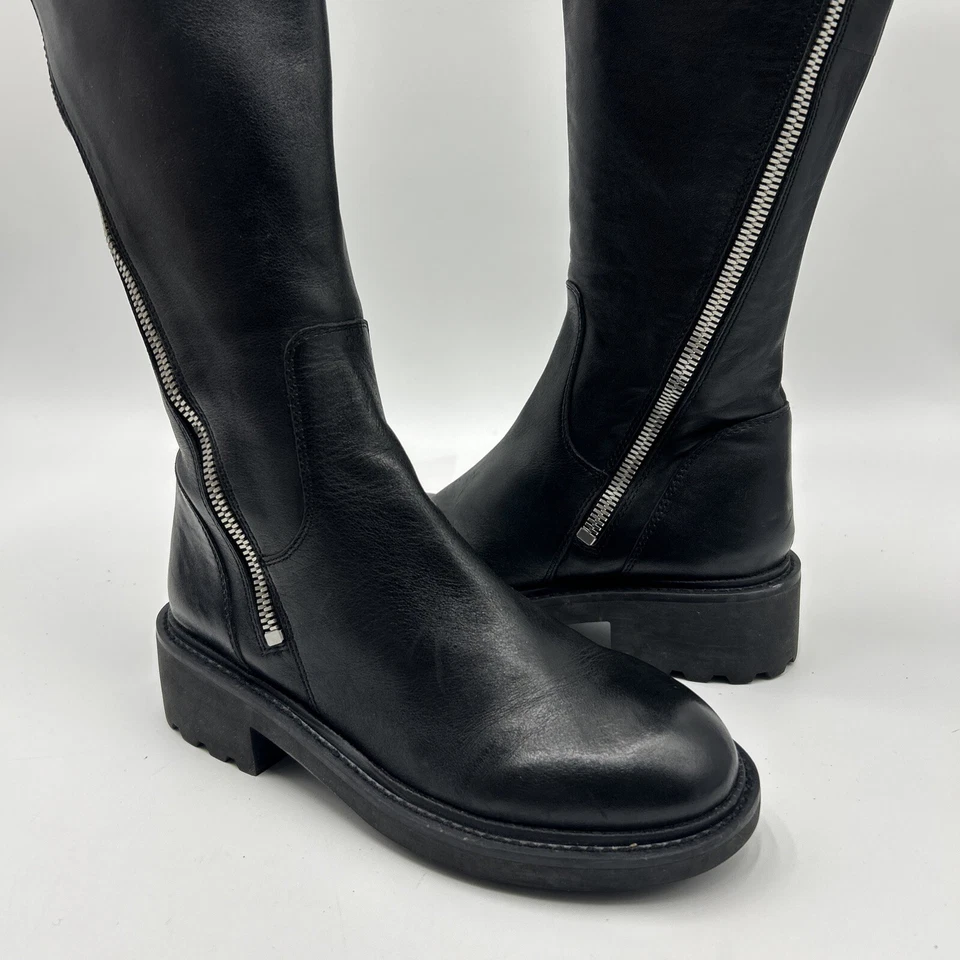 Botas Ash SEVEN de cuero negro sobre la rodilla, suelas con doble cremallera, 38/7,5-8M Foto 2 de 4