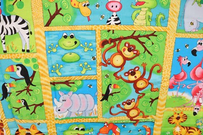 23'' x 44'' Alligator Tales Panel by Red Rooster Fabric Cartoon Animals in Blocks