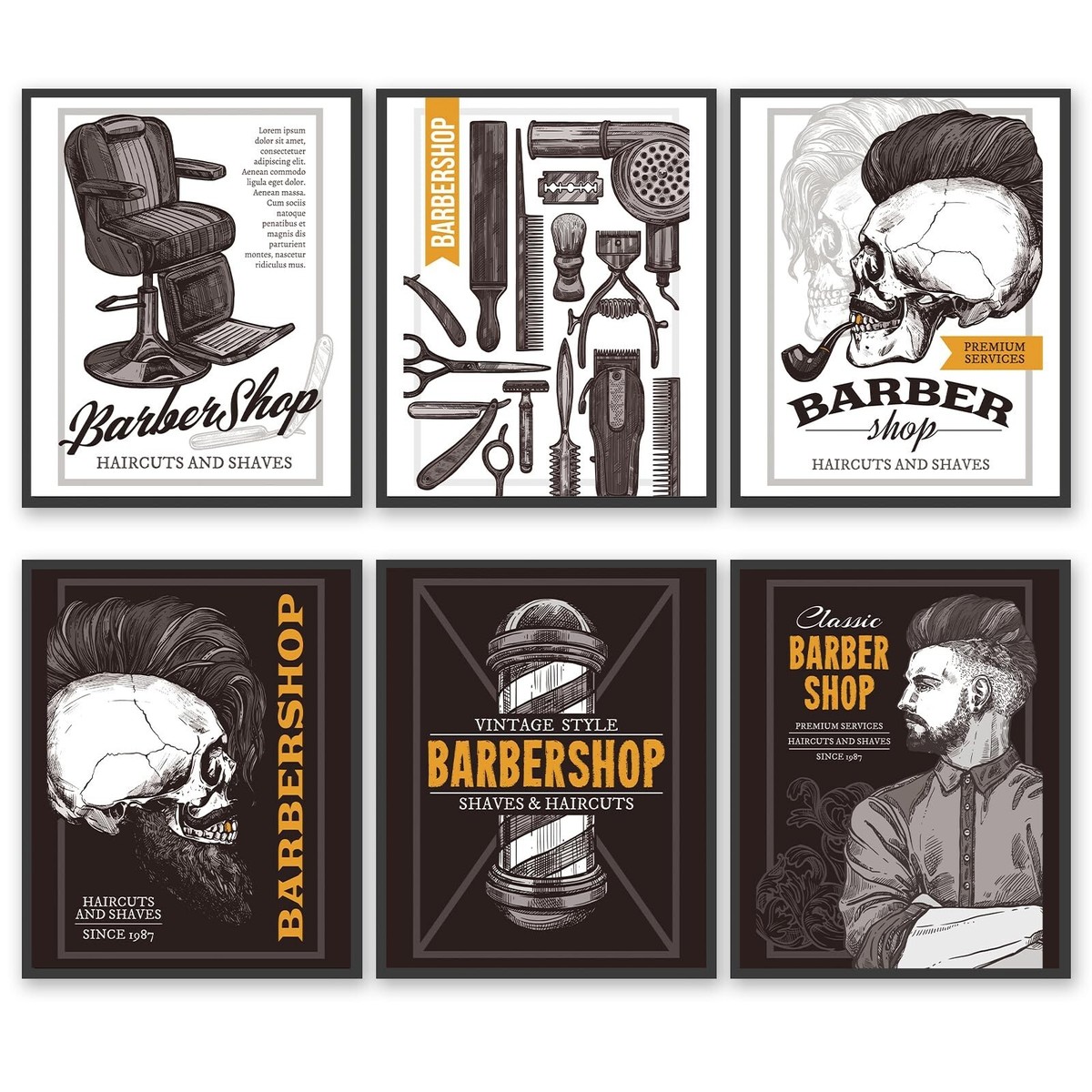 Vintage Barber Shop Poster Decor, Barbershop Haircut Posters