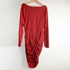Shein Curve Women's 4XL Red Sparkle Ruched Front Crisscross Open Back Midi Dress