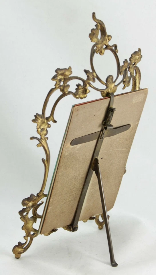 moldura antiga de bronze dourado do século XIX, H T, altura 11 polegadas/28 cm, Louis XV - Imagem 4 de 4