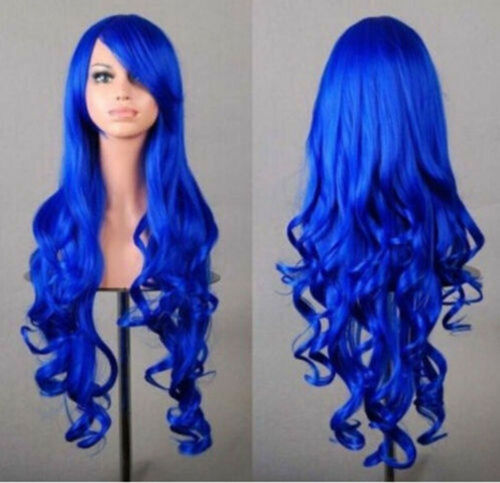 Damen 31" lange lockige Perücken Mode Cosplay Kostüm Haar Anime voll gewellt Party Perücke - Bild 3 von 44