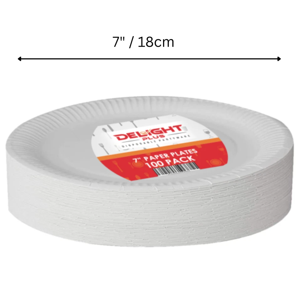 Paquete desechable blanco de 100 platos barbacoa cumpleaños pastel boda Foto 4 de 4