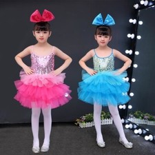 Enfants Fille Ballet Danse Robe Tutu Tenue de Superposé Paillettes Fête Neuf