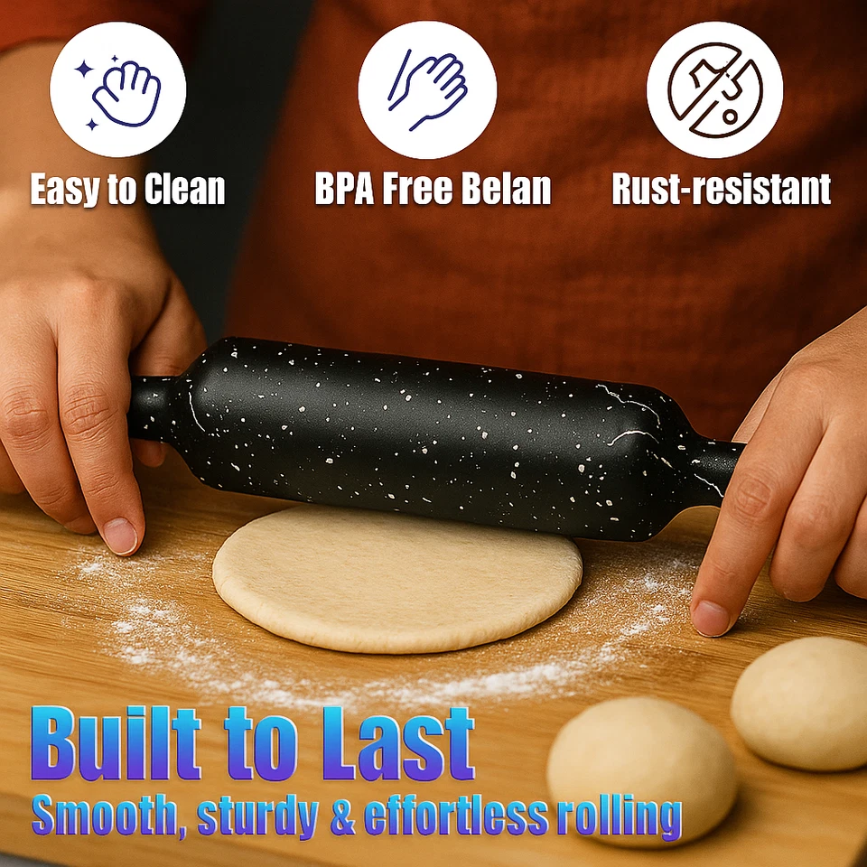 Rodillo de madera negro Belan para masa Roti Chapati - Herramienta de cocina pesada Foto 2 de 4