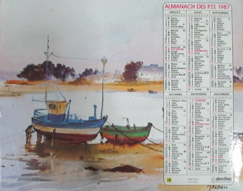 1987 PTT ALMANAC CALENDAR SAINT MARTIN RE & CAP D OZ - Picture 2 of 2