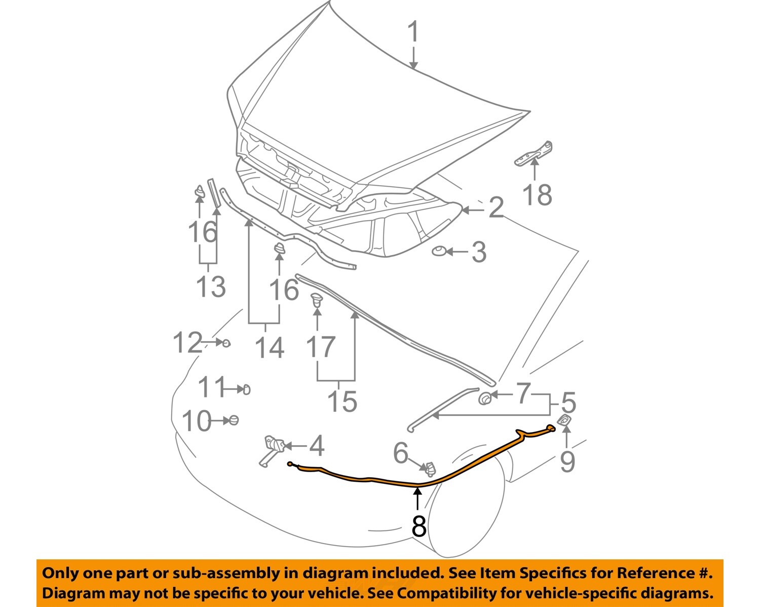 MITSUBISHI OEM 0407 Lancer HoodRelease Cable MN181175 eBay