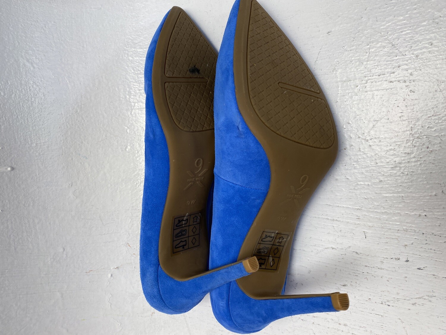 Nine West Suede Leather Light Blue Women's High Heel Shoes Size UK 7