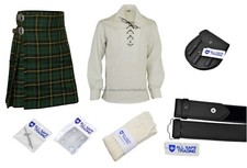 Men Scottish 9 Pieces 8 Yards Kilt Outfit with Sporran, Wallace Hunting Tartan