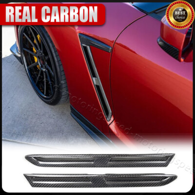 For Nissan GTR R35 09-15 REAL Carbon Fiber Side Fender Scoop Air Vent Cover Fins