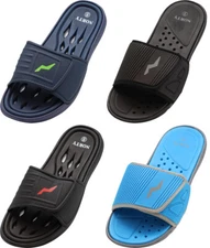 NORTY Young Men's Drainage Slide Sandal Shoe Beach Pool Shower RUNS 1 SIZE SMALL