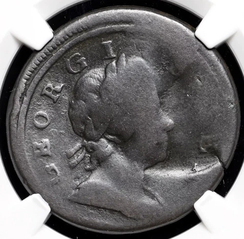 GREAT BRITAIN King George I Halfpenny, 1718 England NGC DOUBLE STRUCK MINT ERROR