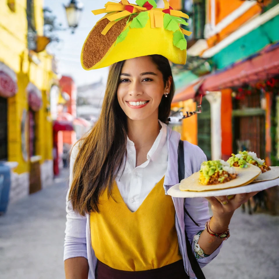Taco Tuesday, Sombrero Amarillo Fiesta Taco, Fiesta, Cinco de Mayo, Disfraz Comida Foto 3 de 4