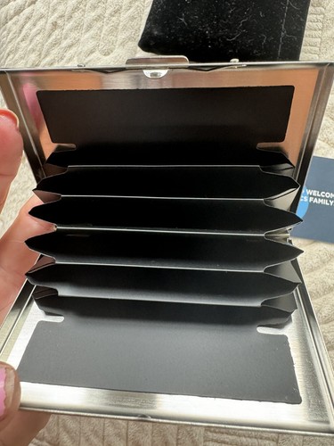 BLUE SKY STAINLESS BUSINESS CARD FILE HOLDER in Velvet Case - Picture 3 of 7