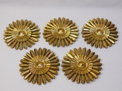 5 Pcs Set Vtg Marshall Field's Syroco Wood Gold Starburst Brutalist Wall Decor