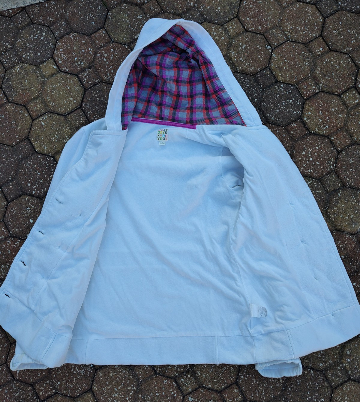 Vintage Roxy White Button Up Double-Breasted Pea … - image 10