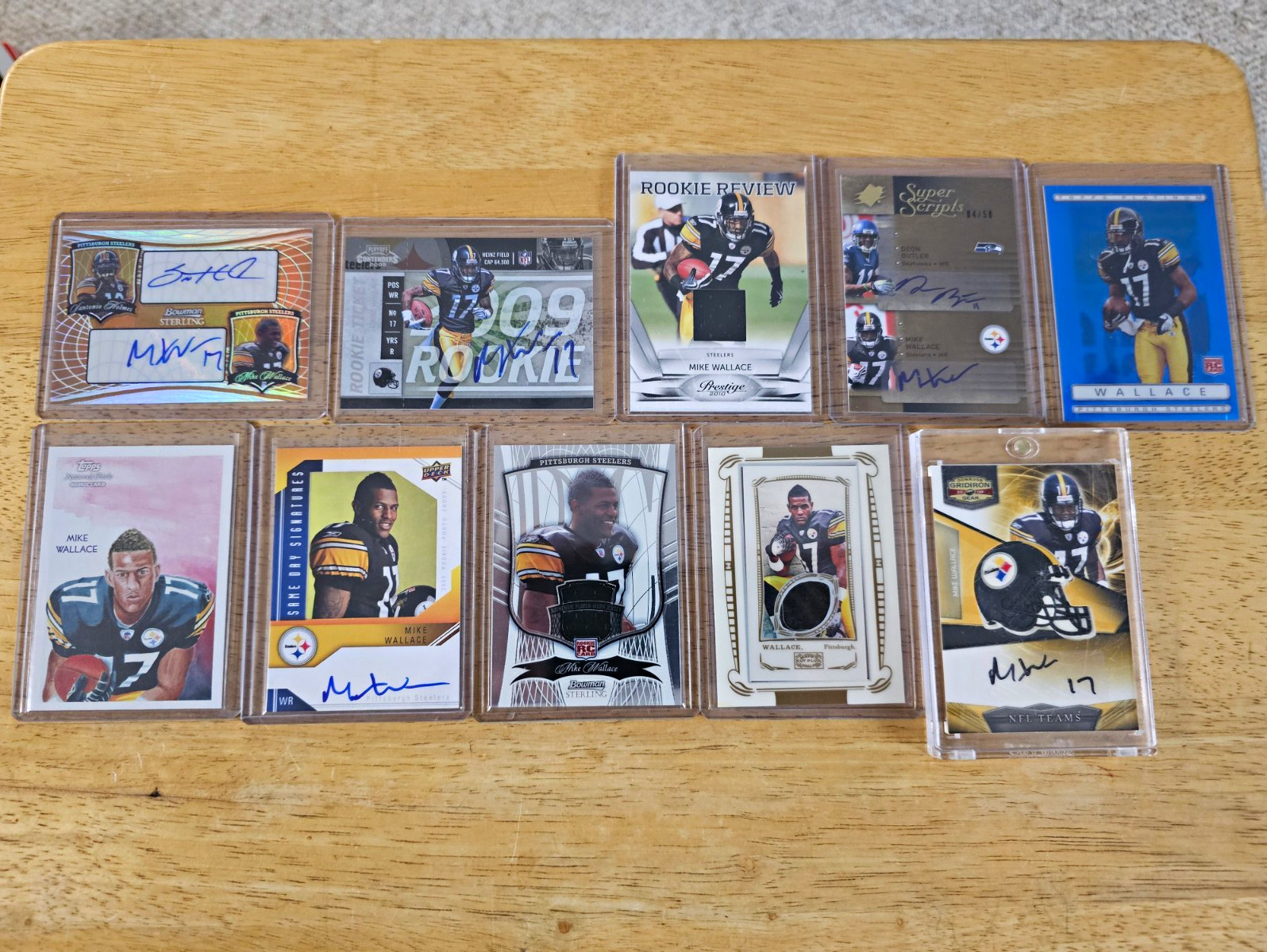Topps 2009 Mike Wallace Pittsburgh Steelers 10-Card Lot Auto Jersey RC