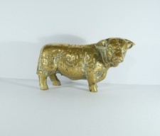Antique Solid Brass Herefordshire Bull Figure 3.8kg Heavy Ornament Barn Salvage.