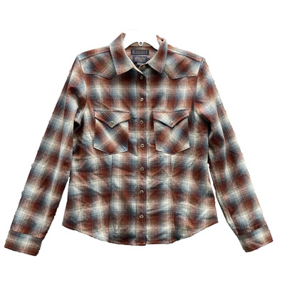 Pendleton 1953 Pearl Snap 100% Wool Flannel Shirt Women's Large Western Gorpcore
