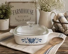 Corning Ware Blue Hearts Casserole Dish w/ PYREX Glass Lid P-41-B 1.5 Qt Vintage
