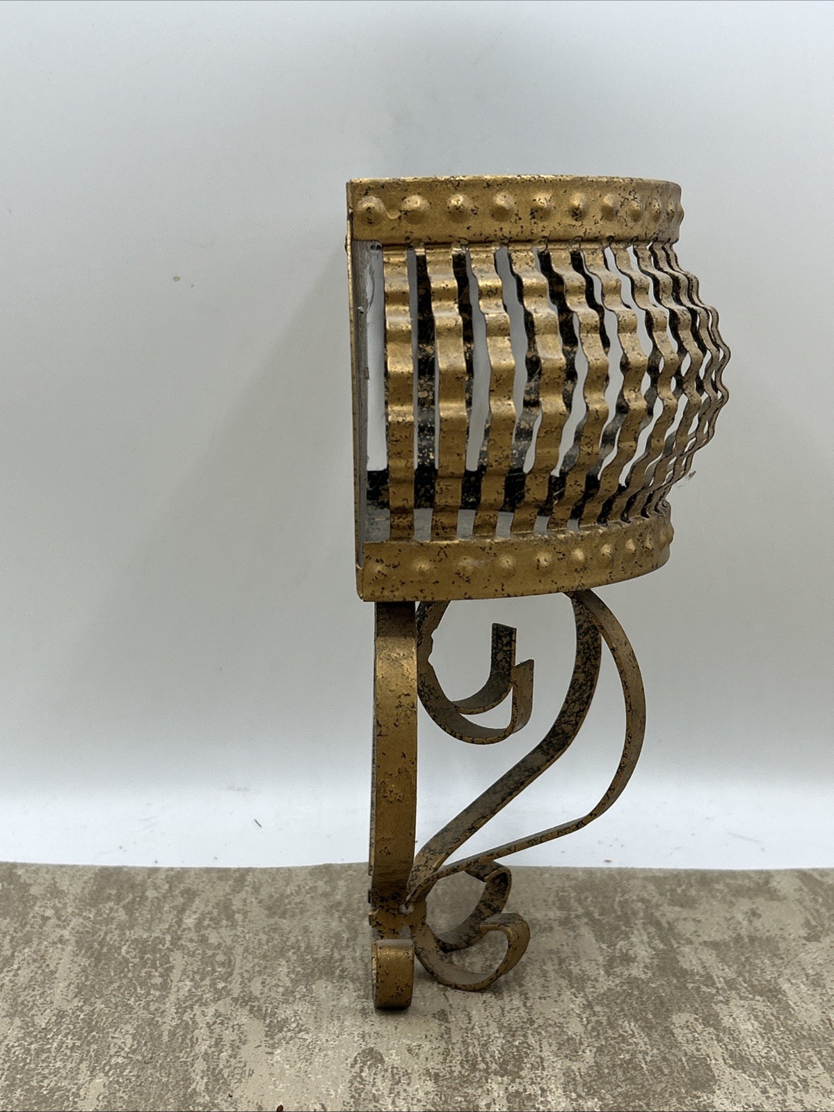 Vintage home interior black and gold distressed finish wall pocket