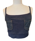 Dolce & Gabbana D&G Denim Crop Top Size L UK 14 Casual Stretch Straps Pocket
