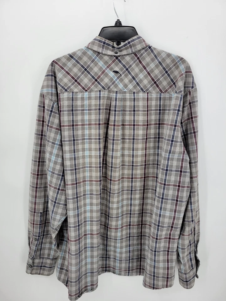 Camisa Bob Timberlake Para Hombres XL Gris A Cuadros Manga Larga Abotonada Mezcla de Algodón Foto 2 de 4