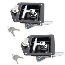 T Handle Latch Rv Truck Door Tool Box Lock Replacement with Keys Black-2pcs