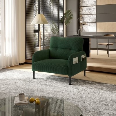 Emerald Corduroy Fabric Comfortable Single Person Wide Seat Chair For LivingRoom