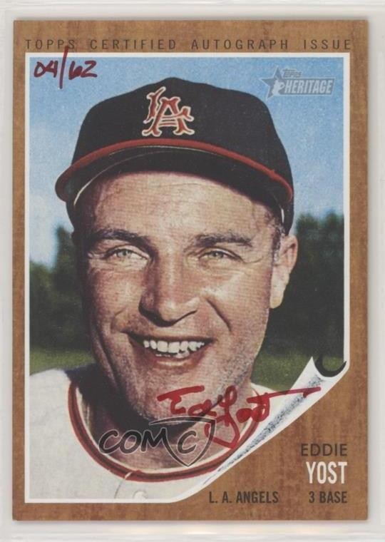 2011 Topps Heritage Real One Special Edition Red Ink 4/62 Eddie Yost Auto 0oo1