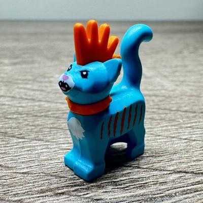 LEGO - Animal Land, Cat, Standing w/ Orange Spiky Mohawk, Collar & Stripes F/S