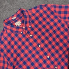 J Crew Slim Fit Red Blue Check Plaid Button Down Shirt Mens XL Lightweight