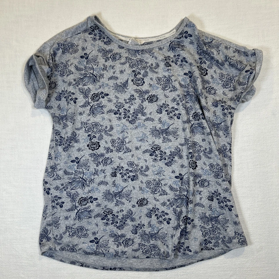 Conjunto de pijama para mujer Lucky Brand camisa y pantalón gris con azul floral XL Foto 2 de 4