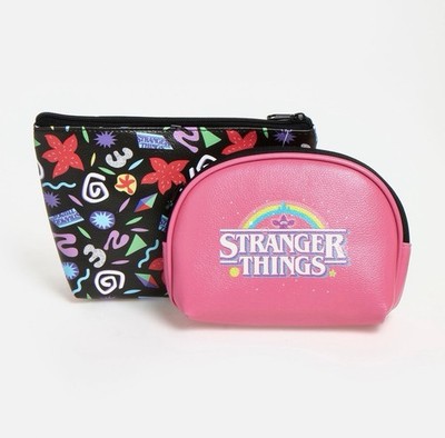 Stranger Things Official Netflix Cosmetic Bag Set - 2 Zip Pouches - Brand New