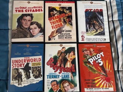 WB Archive DVD Lot Pilot 5,The Citadel,Bodyguard,PT 109,Underworld Story