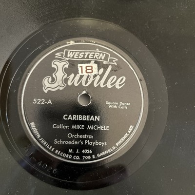 Schroeder s Playboys 78rpm Single 10-inch Western Jubilee Records #522-Caribbean