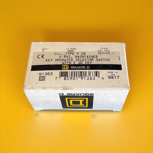 🔥(AN) Square D 9001-KS11K3 Key Operated Selector Switch 9001KS11K3 w/Key 91363