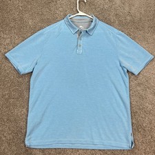 Tommy Bahama Mens Large Light Blue Polo Shirt Short Sleeve Collared Marlin Logo