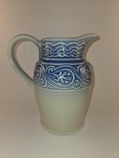 Longaberger Pottery American Craft 8โ Tall Pitcher Cornflower Blue Made In USA