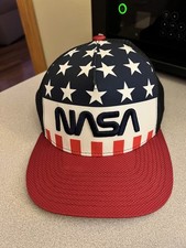 NASA Vintage Snap-Back Hat Cap White Men 90s Rockets Space Travel Casual