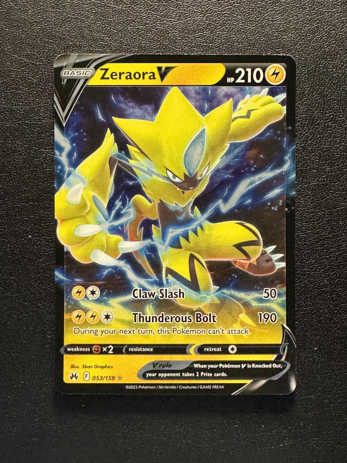 Zeraora V 53/159 Crown Zenith Holo Rare V NM