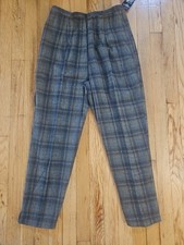 Vintage 50s 60s Plaid Wool Cigarette Pants New Old Stock Made Italy Tailored