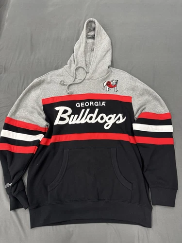 Felpa con cappuccio pullover Mitchell and Ness Georgia Bulldogs Head Coach Uomo Large