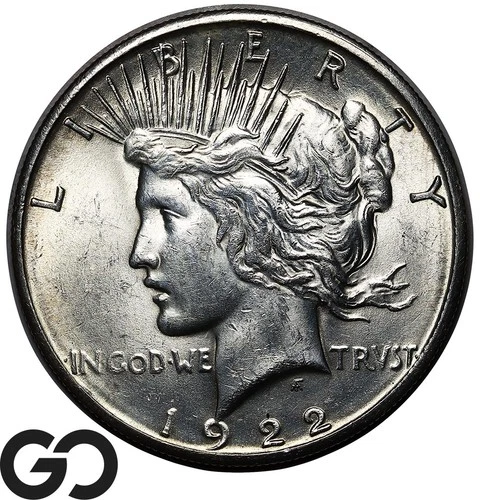 1922-S Peace Dollar, Lustrous Choice BU++, Very Nice Silver $