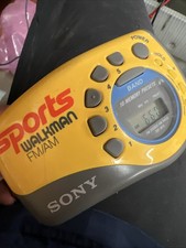 Sony Sports Walkman FM AM Radio SRF-M78 Wrist Arm Band Fitness Yellow Gray