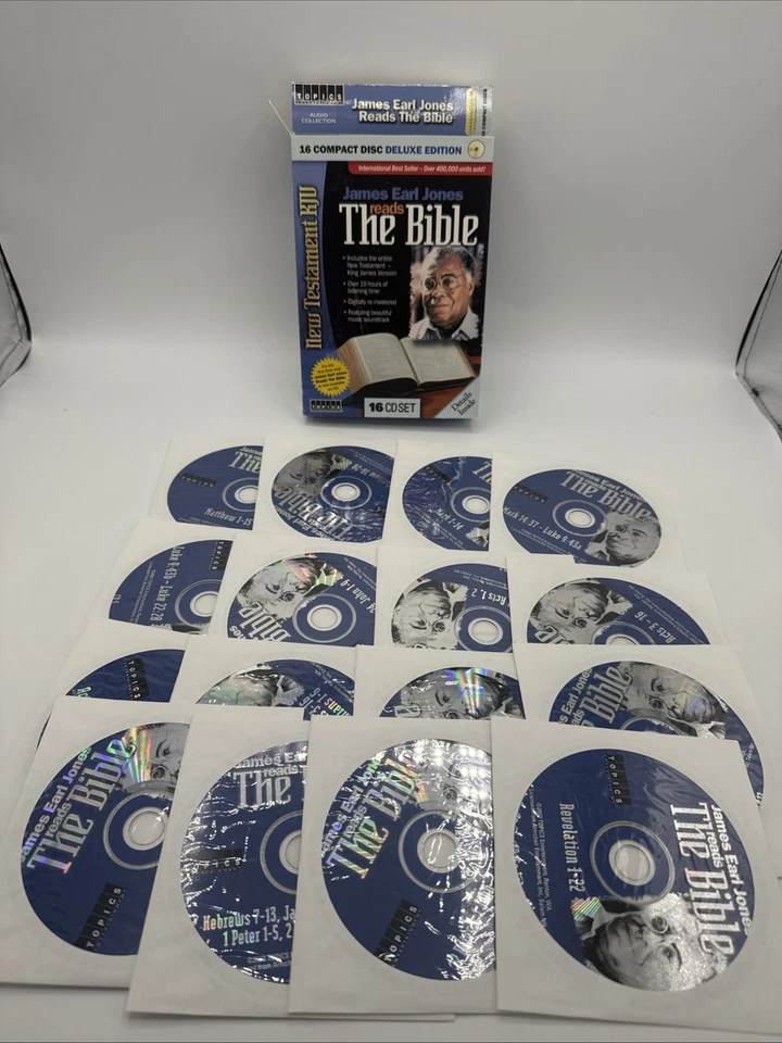 James Earl Jones Reads The Bible Deluxe Edition New Testament KJV 2002 16 Discs Foto 4 de 4